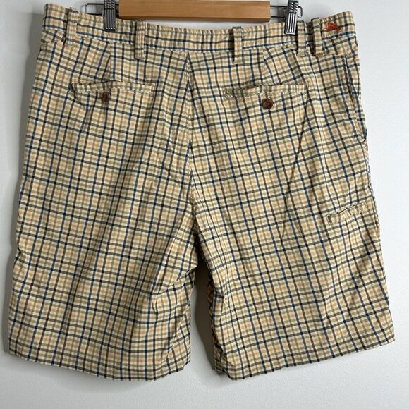 Tommy Bahama Shorts Mens 36 Tan Blue Plaid Check Nylon Stretch Lightweight Beach - Picture 6 of 14